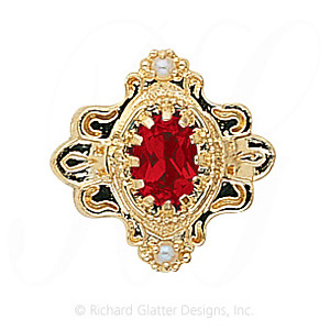 GS345 G/PL - 14 Karat Gold Slide with Garnet center and Pearl accents 